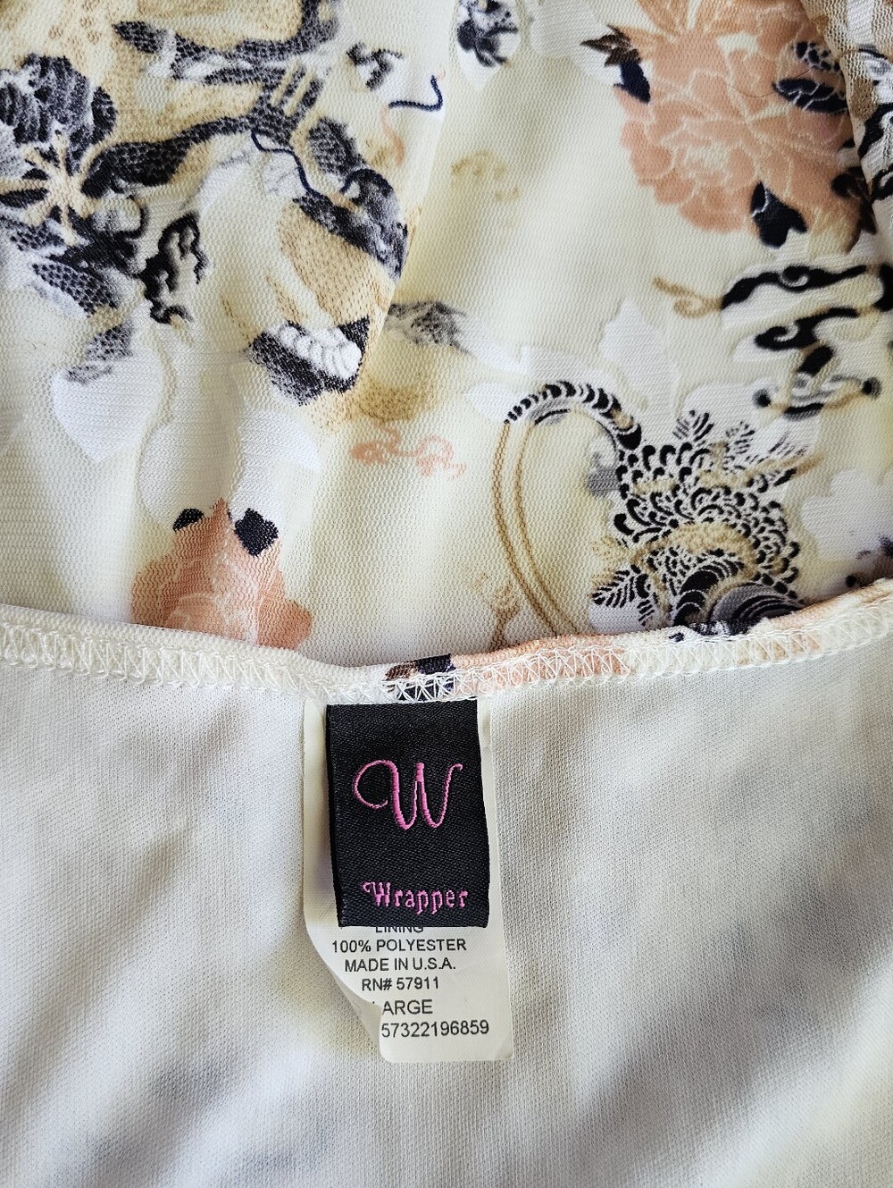 Wrapper Cream Floral Print Top with Peach Accents - Picture 5 of 6